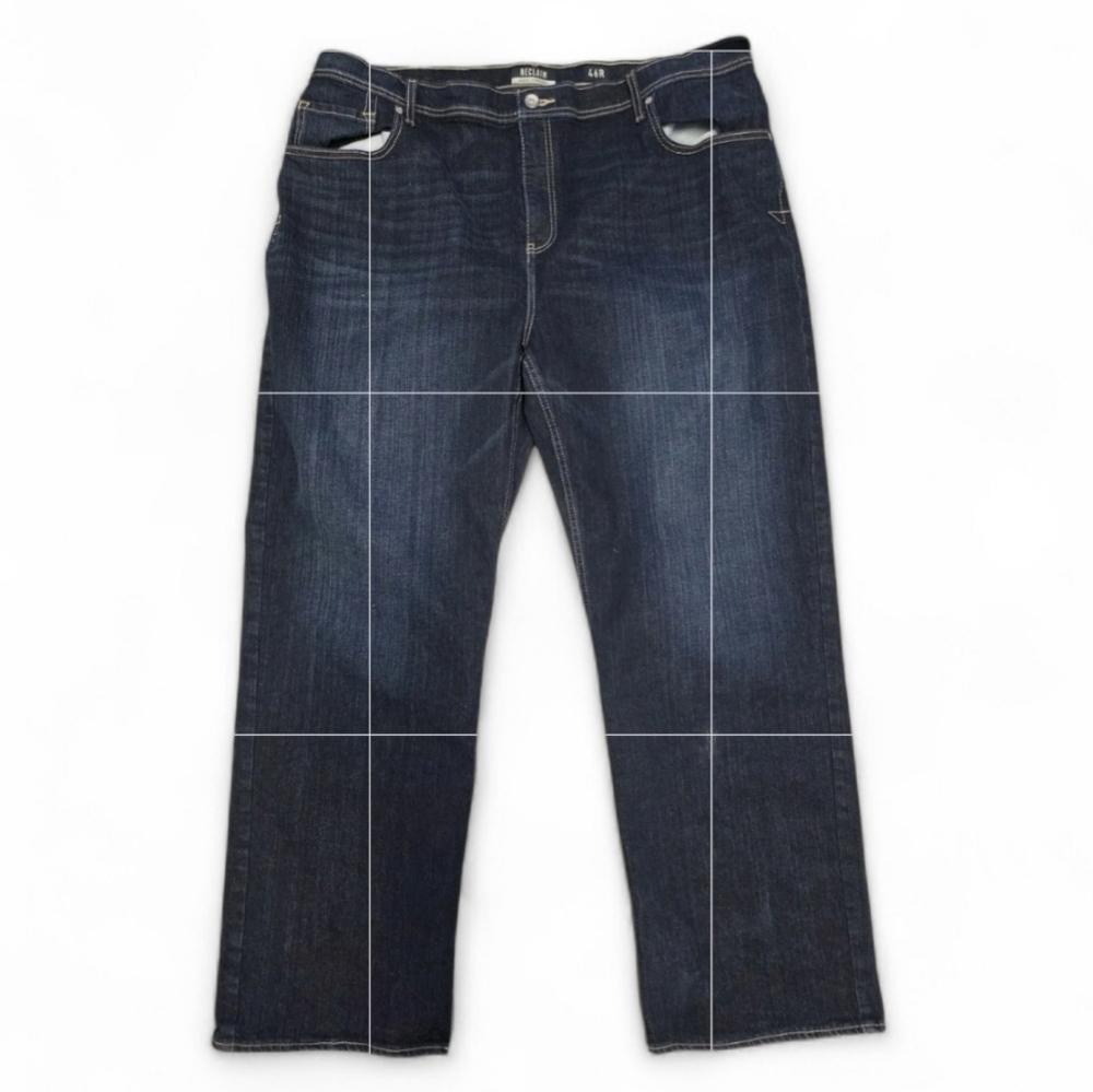 Reclaim Mens 46 X 32 Blue Jeans Dark Wash Loose Straight Preppy Neutral Work